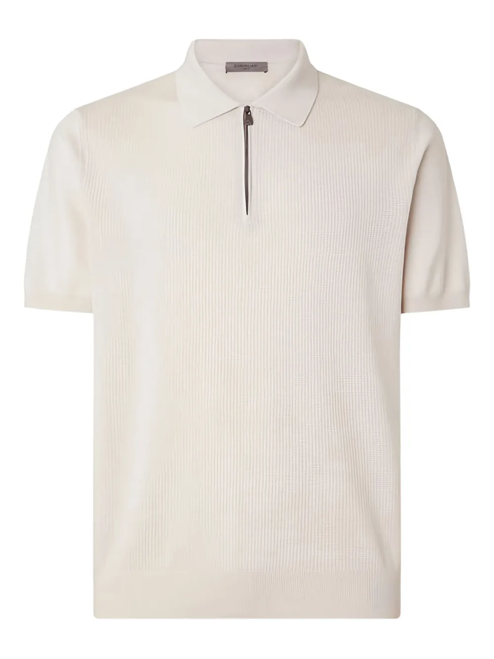 Corneliani Zip-up Cotton Polo Shirt In Gray