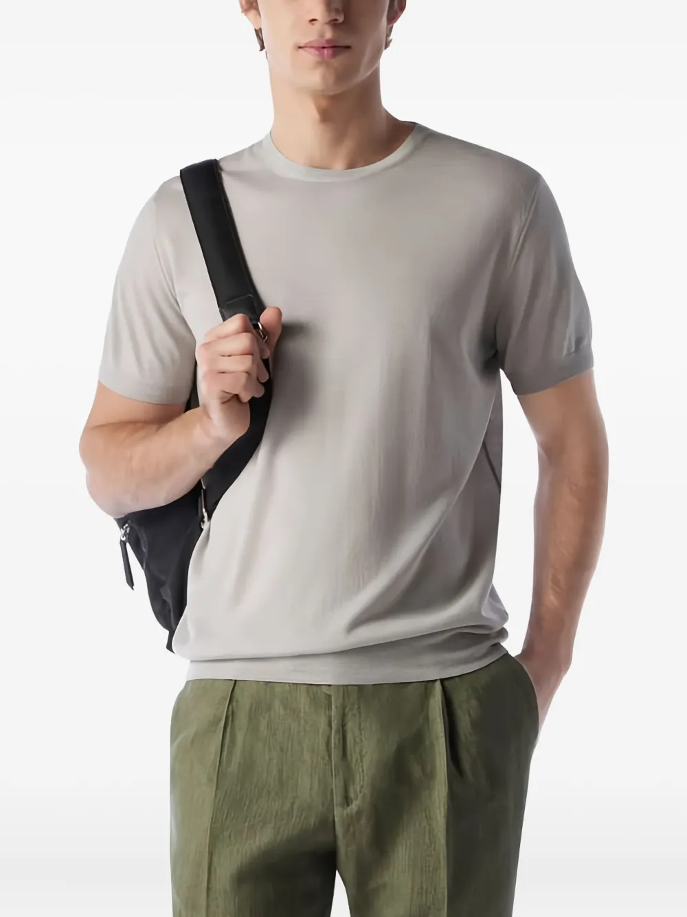 Corneliani T-shirt van scheerwol met korte mouwen Grijs