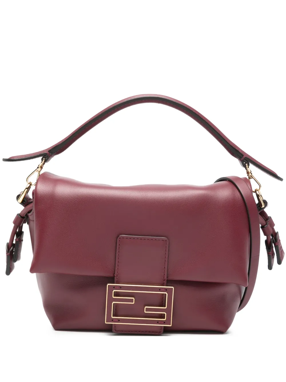FENDI small Mamma Baguette leather tote bag - Rosso