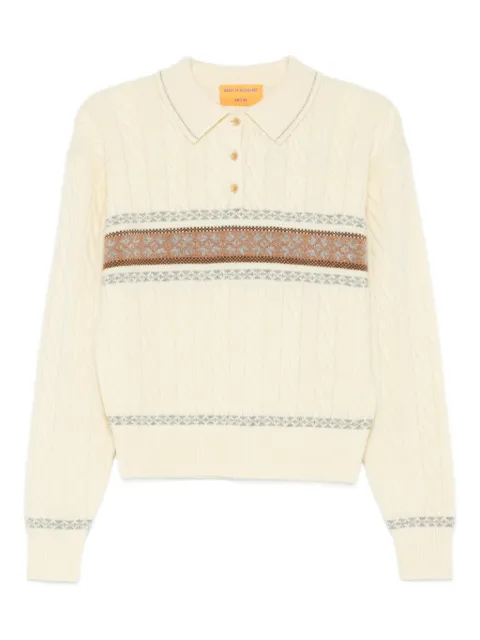 Guest In Residence cable collegiate knitted polo top 