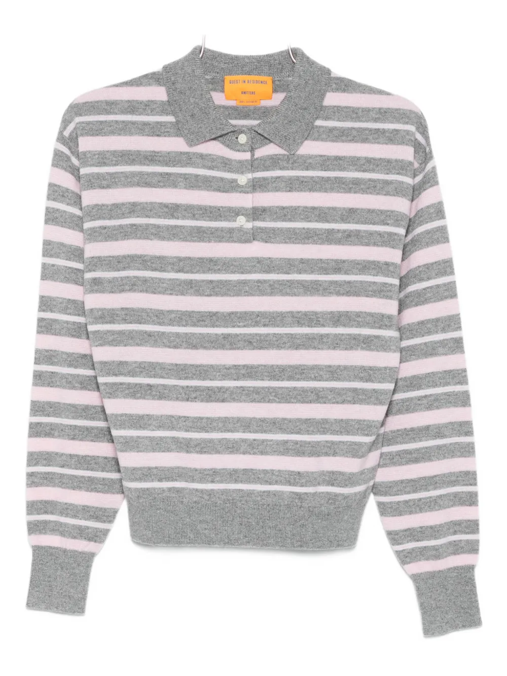 Guest In Residence collegiate stripe long-leeves polo top - Grigio