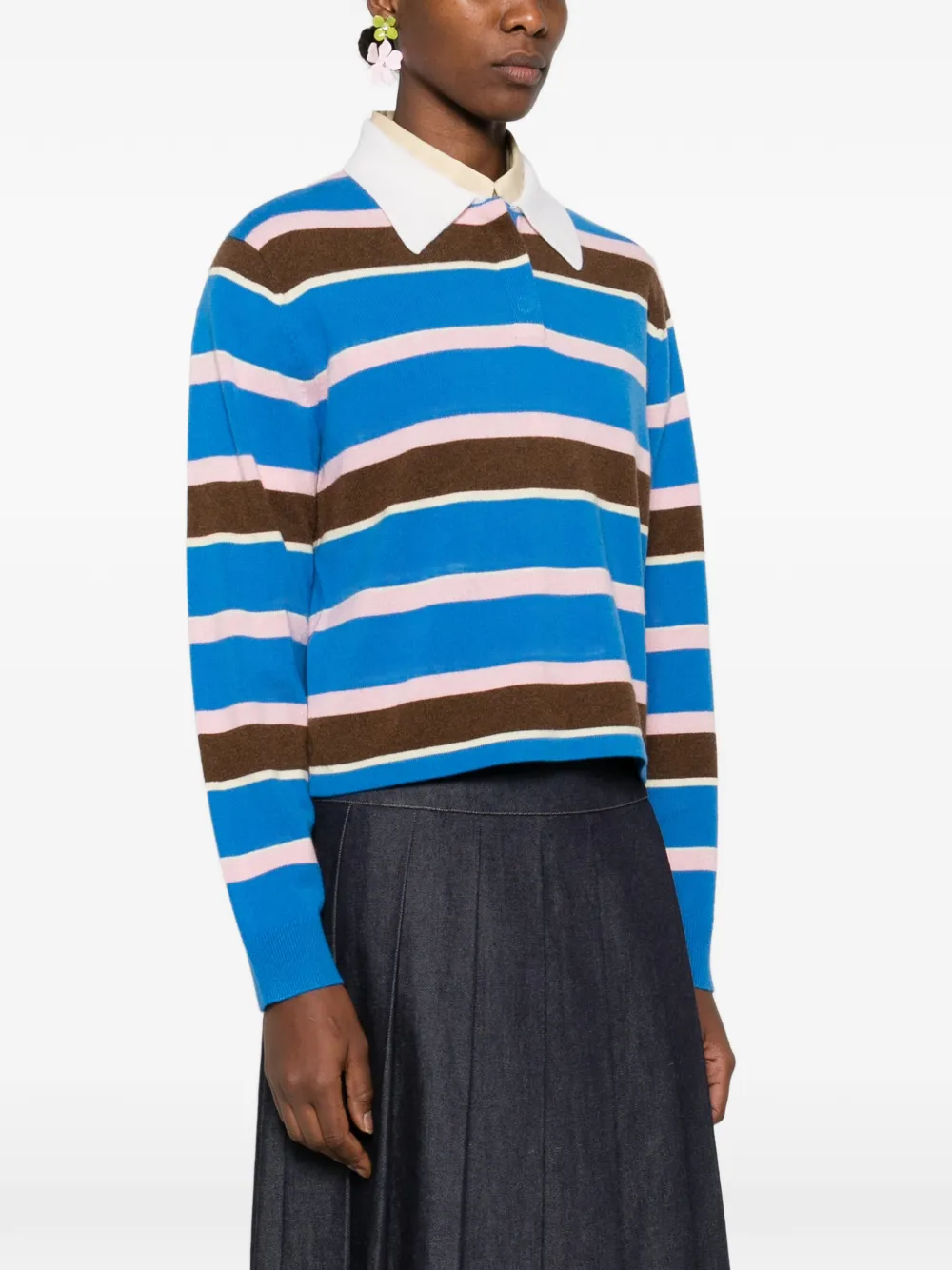  Guest In Residence Striped Polo Top - Blue 