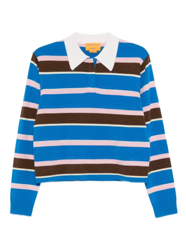 Guest In Residence Striped Polo Top in Blue