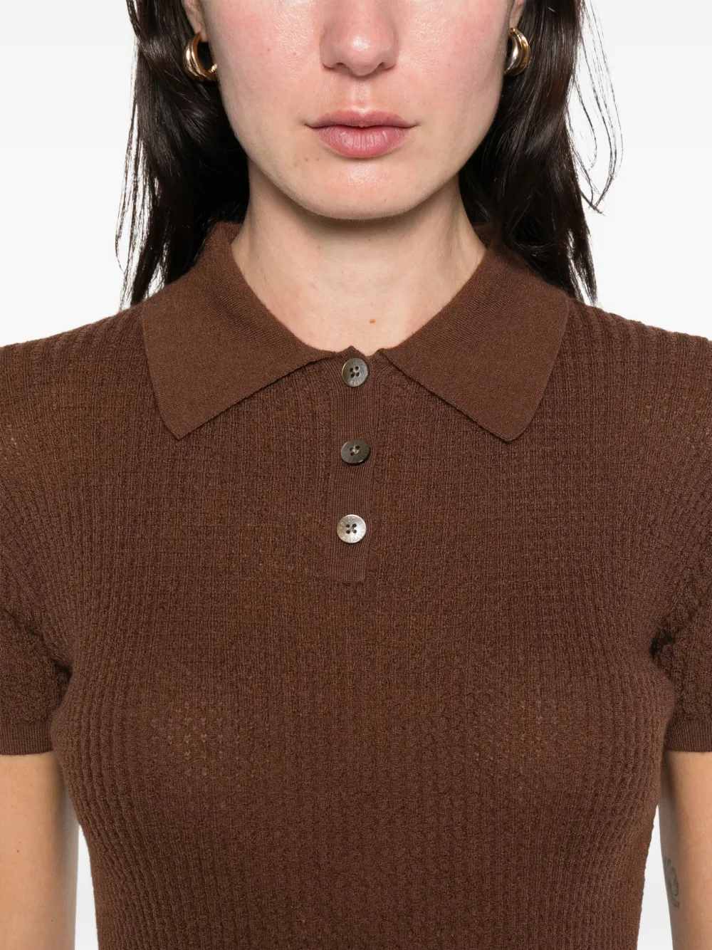 Guest In Residence Shrunken gebreide polotop Bruin