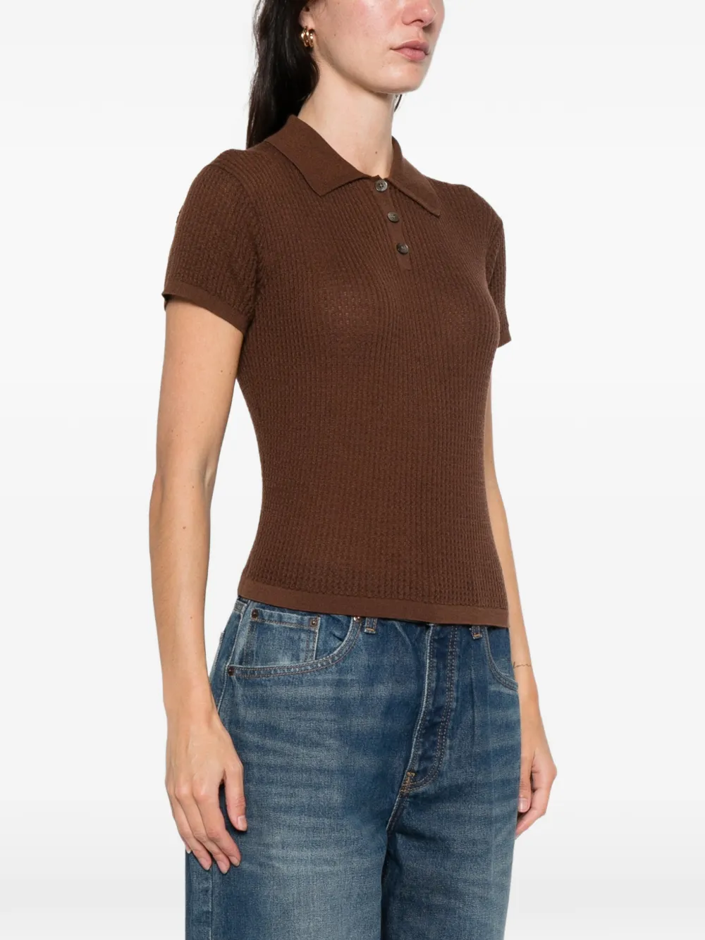 Guest In Residence Shrunken gebreide polotop Bruin