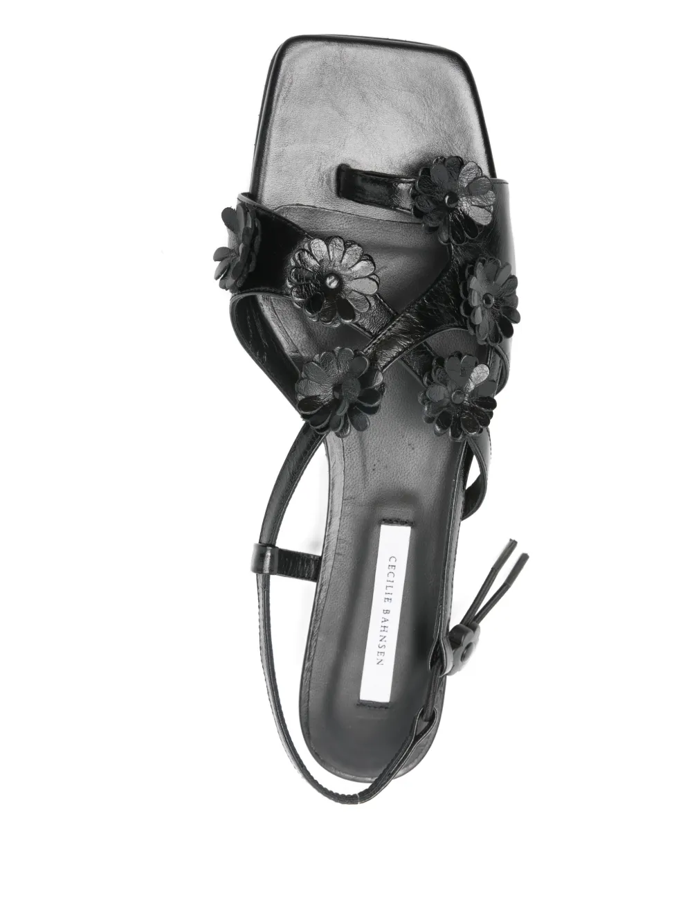 Cecilie Bahnsen Leren sandalen met bloemen Zwart