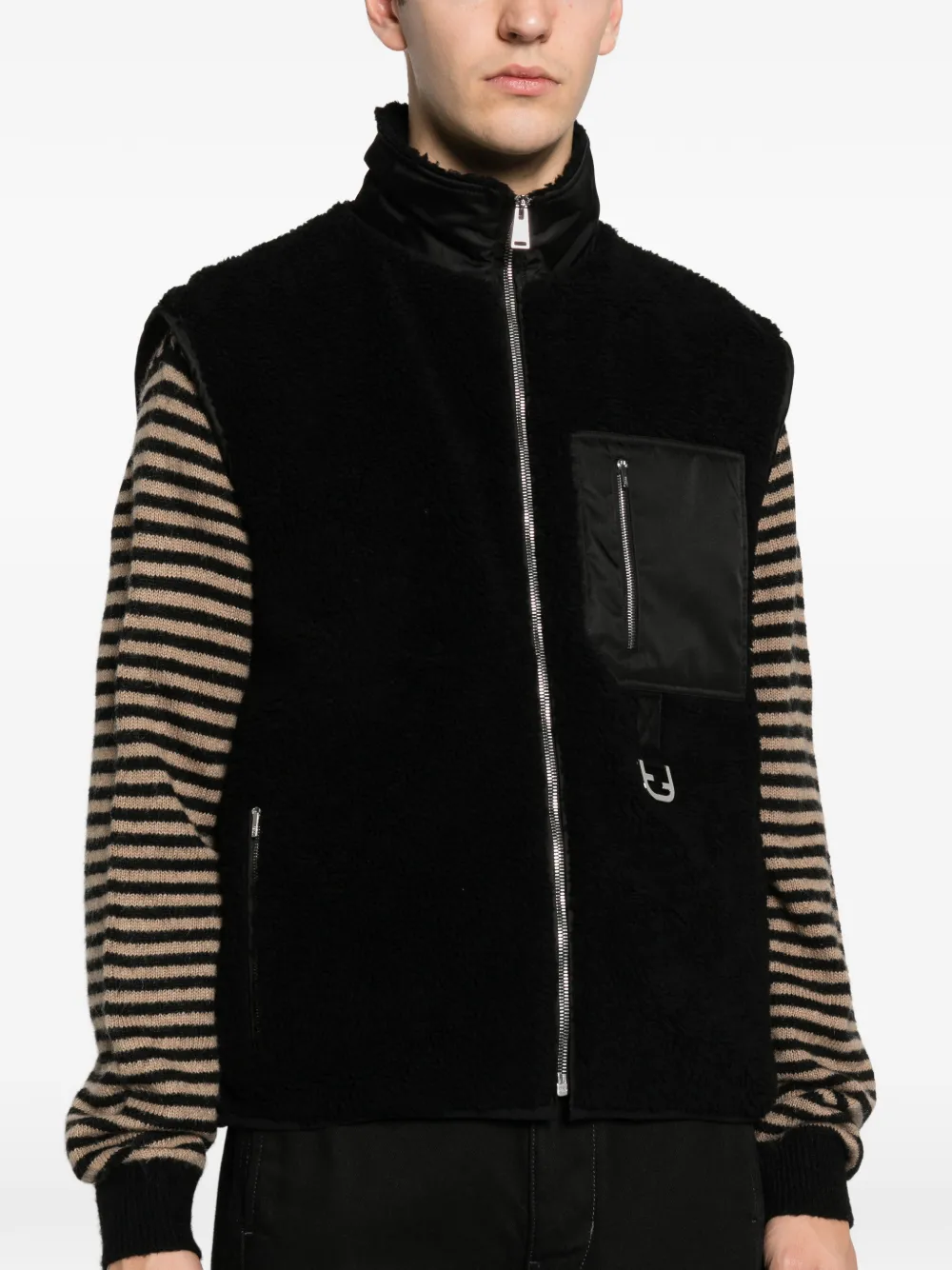 FENDI Gilet met borstzak en rits Zwart