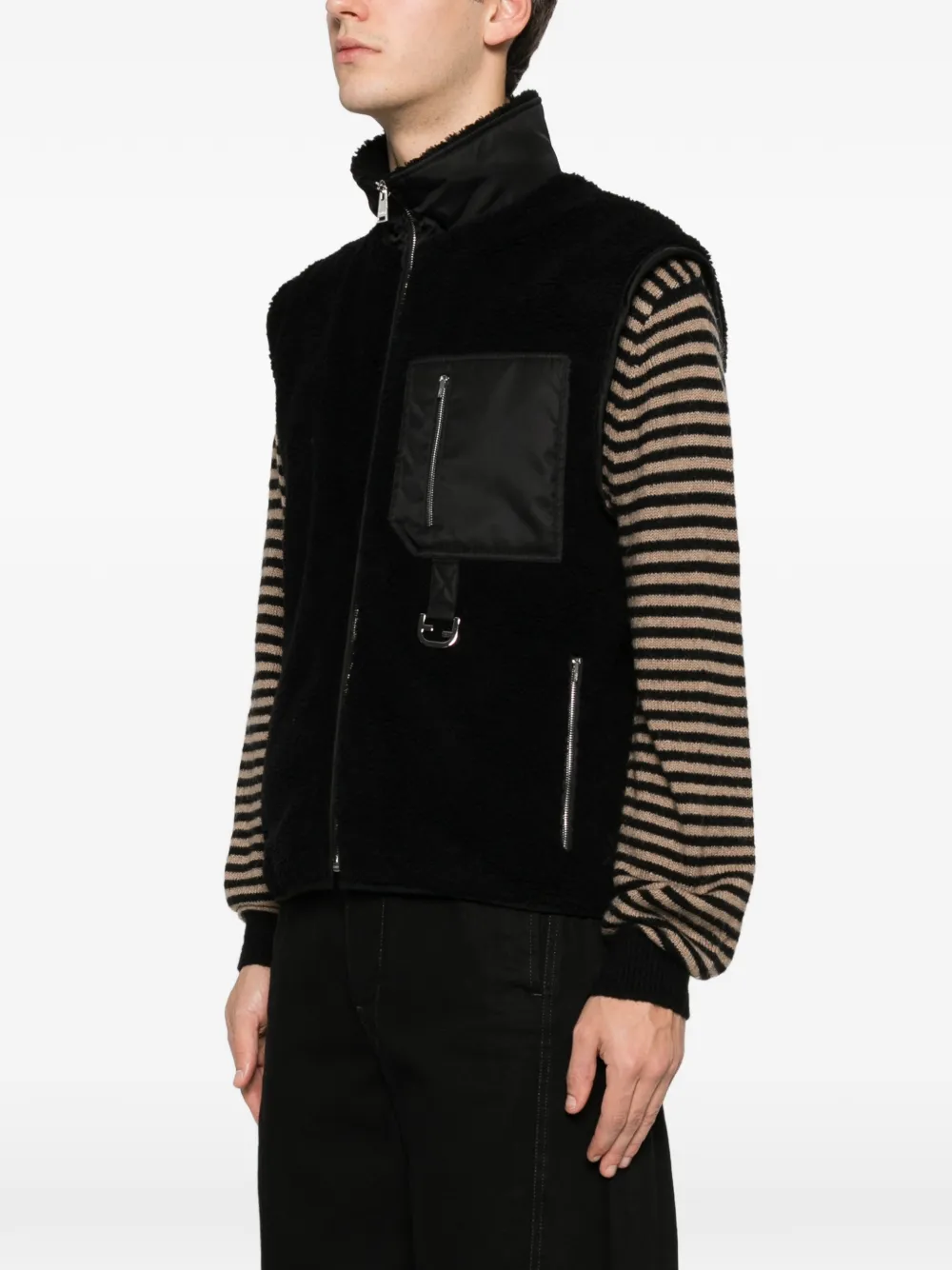 FENDI Gilet met borstzak en rits Zwart