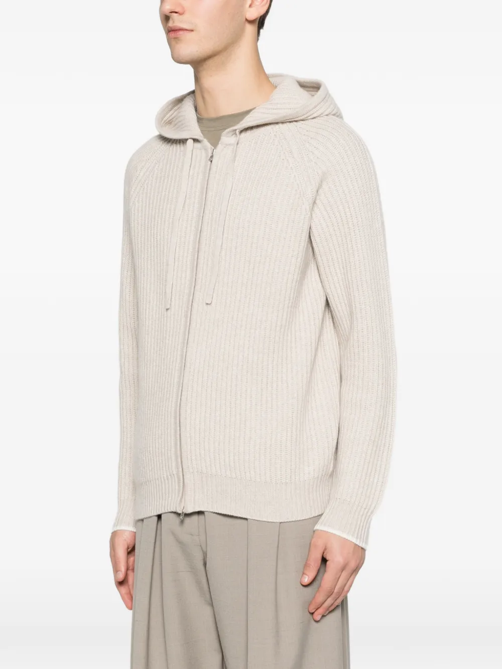  Arch4 Zip-up Hooded Cardigan - Neutrals 