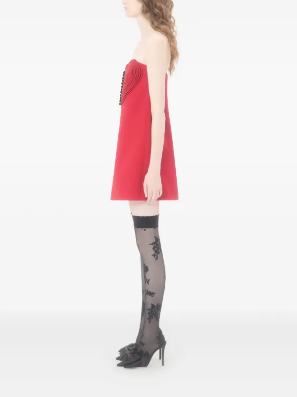 red heart mini dress Lace & Beads exclusive square neck tiered mini dress in pink and red heart