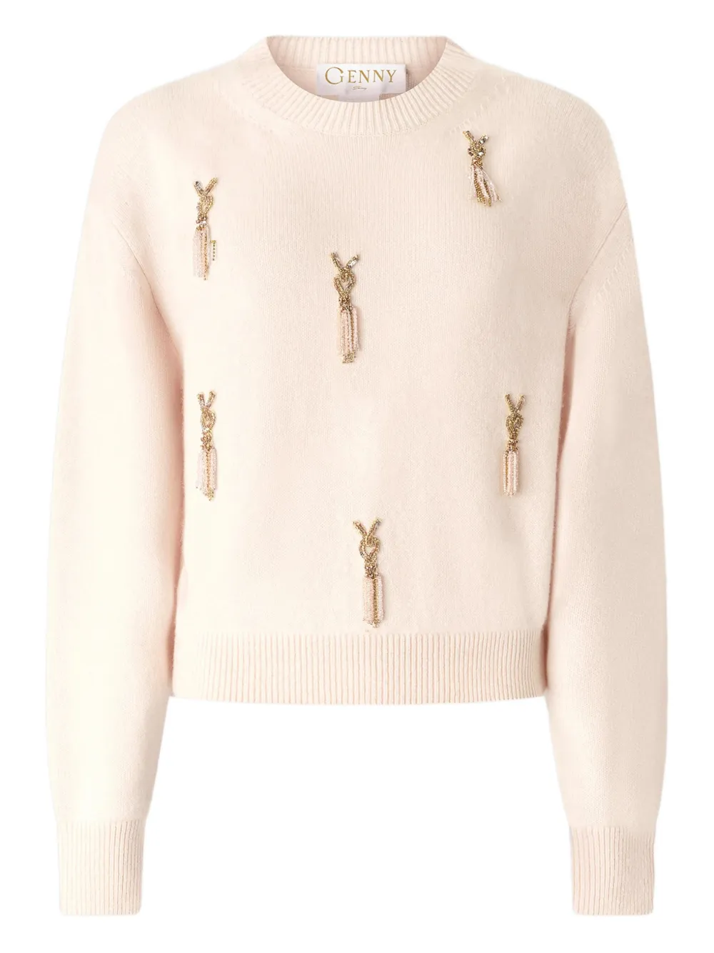 Genny tassel-embellished knitted top | Neutrals | Image 1