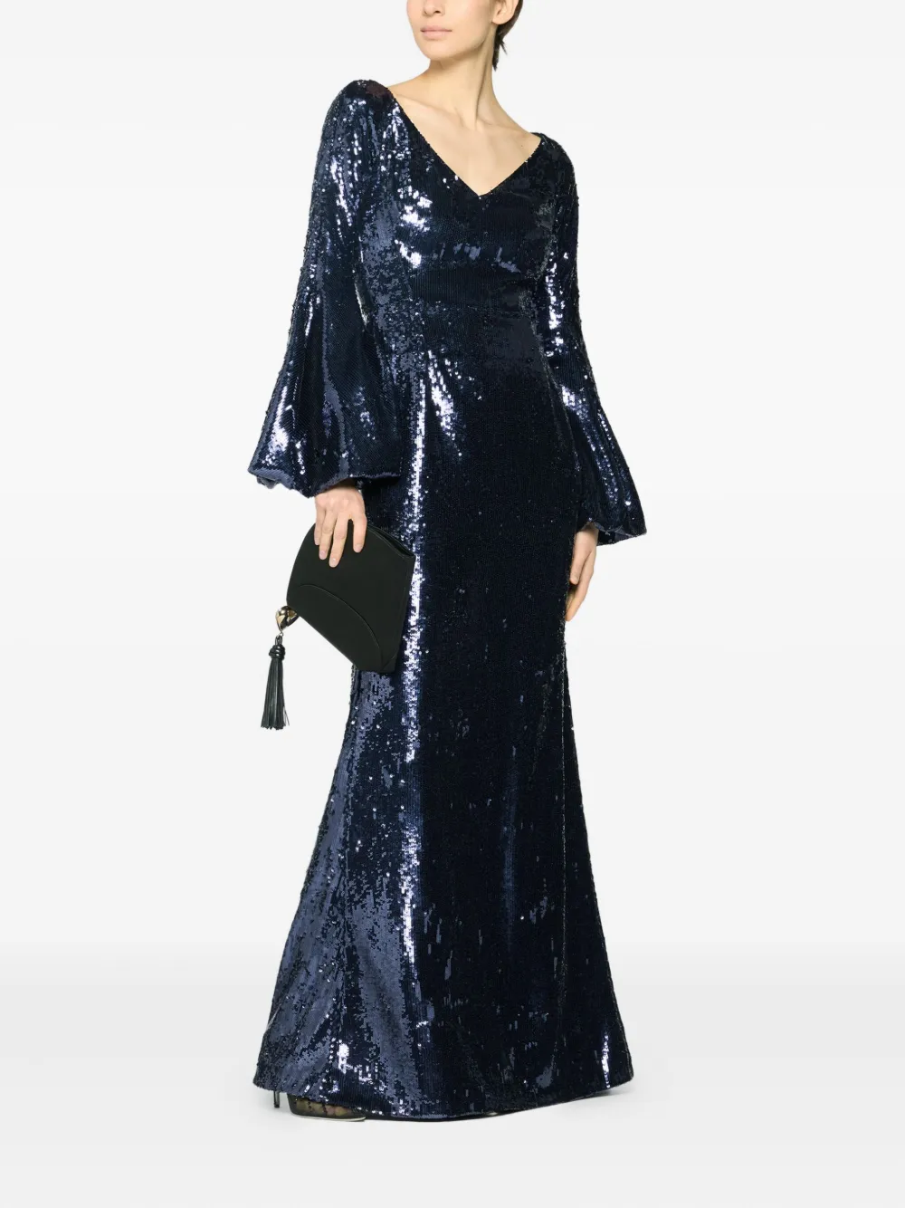 Genny Jurk met pailletten en klokmouwen Blauw