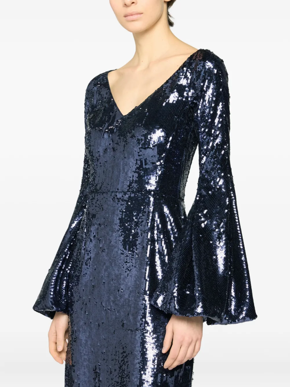 Genny Jurk met pailletten en klokmouwen Blauw