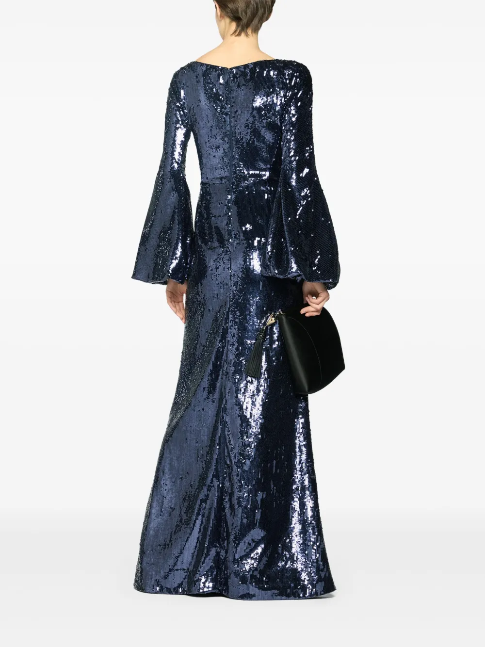  Genny Sequin-embellished Bell-sleeve Dress - Blue 