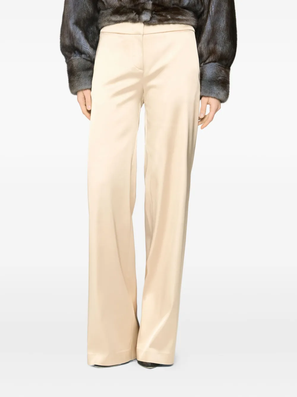 Genny Broek met wijde pijpen Beige