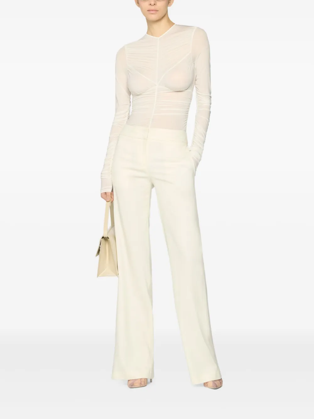 Genny Broek met wijde pijpen Beige