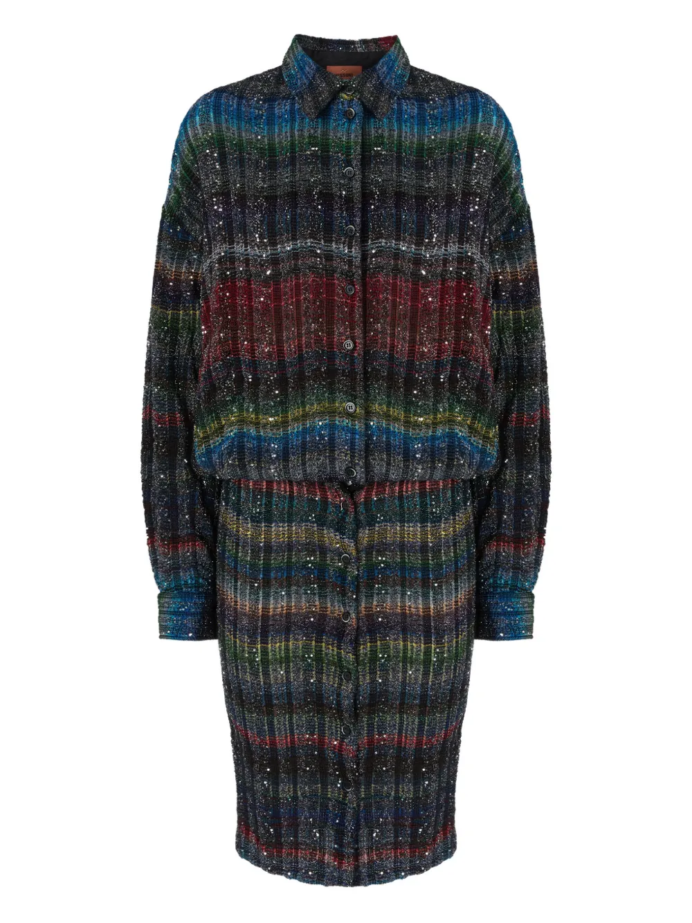 Missoni Midi Dress With V-neck And Wave Pattern In Black