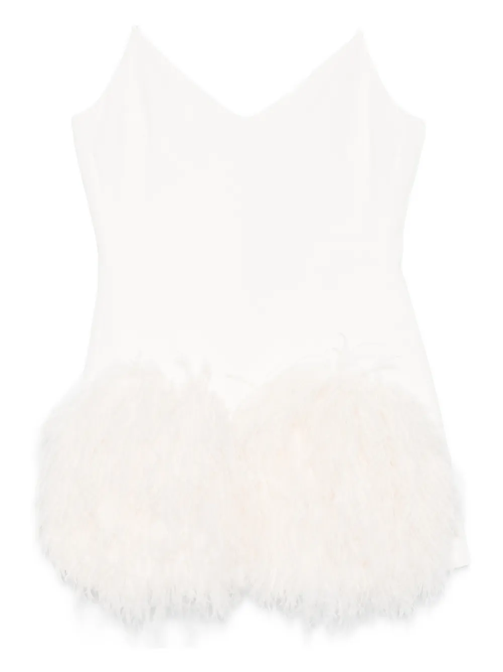 David Koma Feather Strap Mini Dress In White