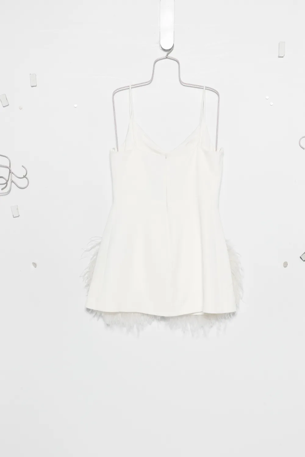 David Koma Feather Strap Mini Dress In White