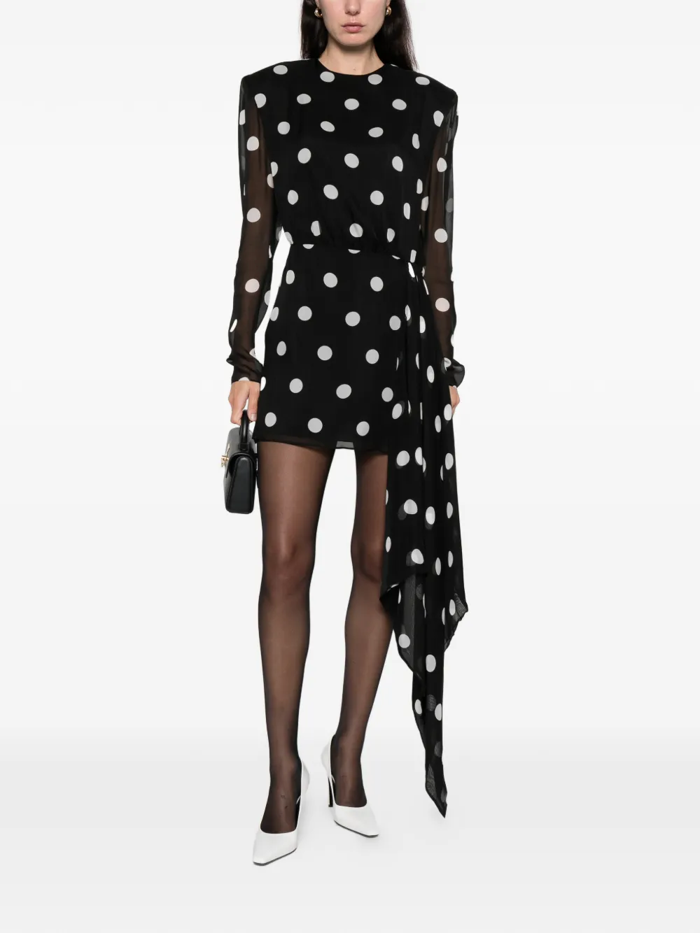 David Koma Polka-dot Tie-wrap Mini Dress In Black