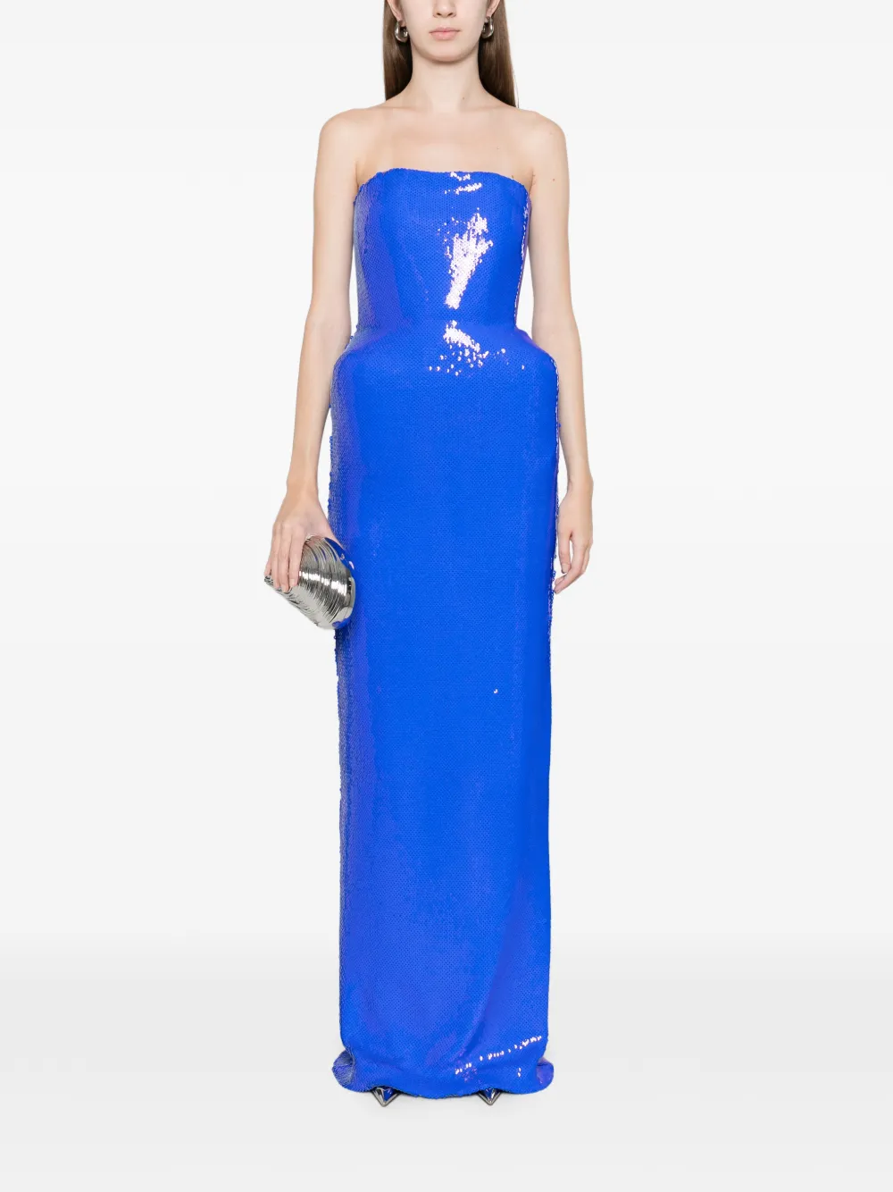 David Koma Strapless maxi-jurk met pailletten Blauw