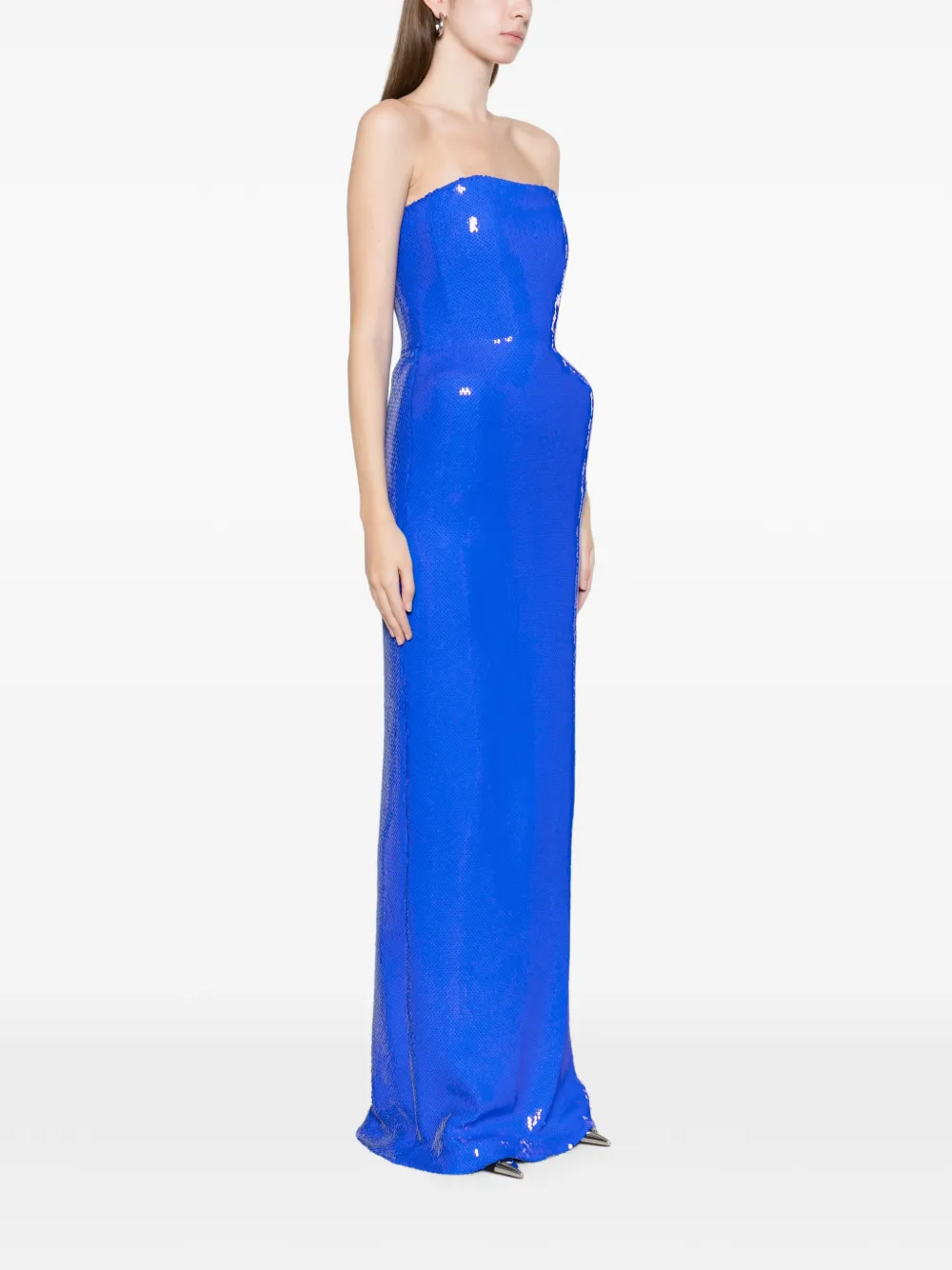 David Koma Strapless maxi-jurk met pailletten Blauw