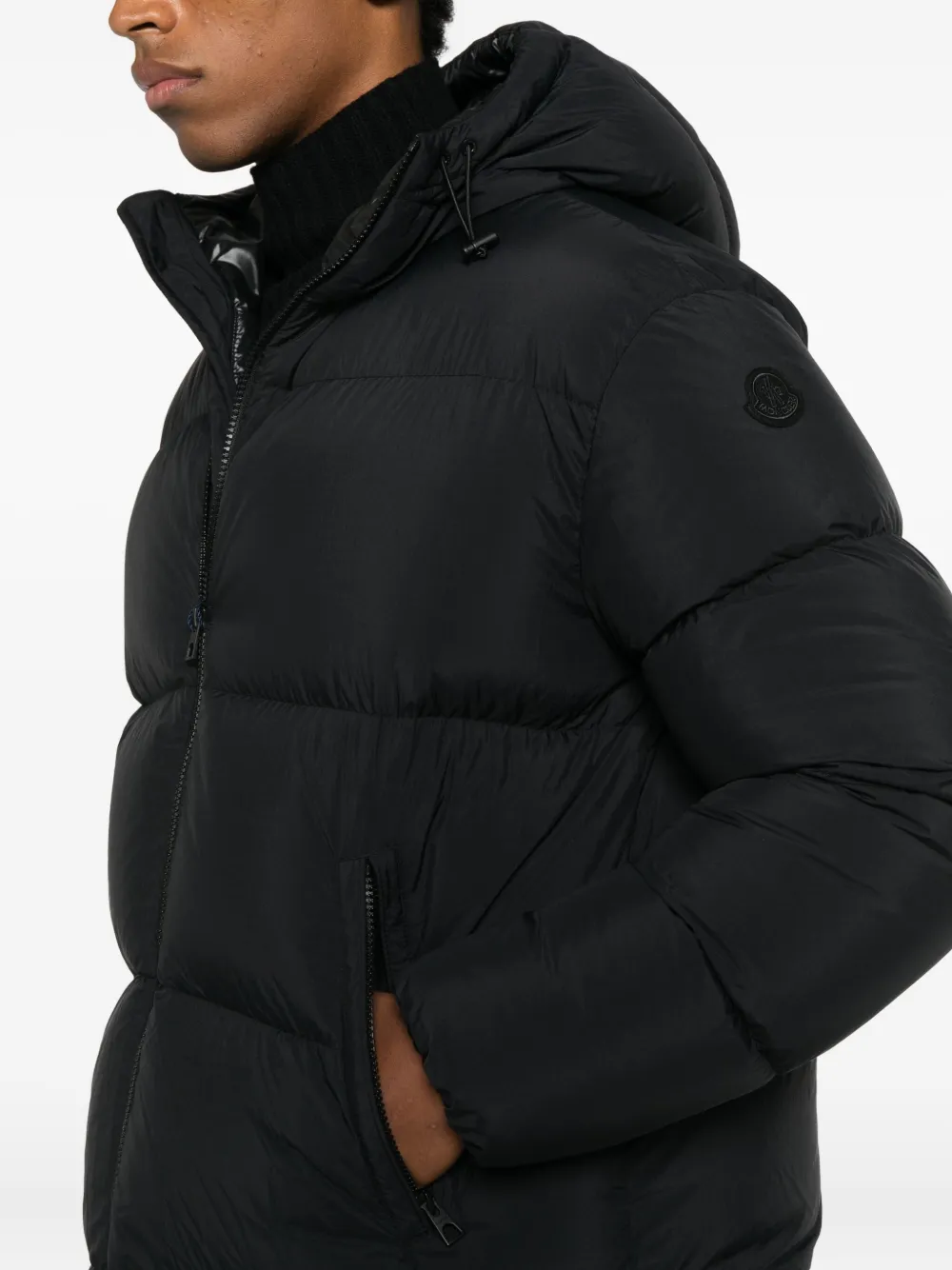 Moncler Meriera donsjack met capuchon en rits Zwart