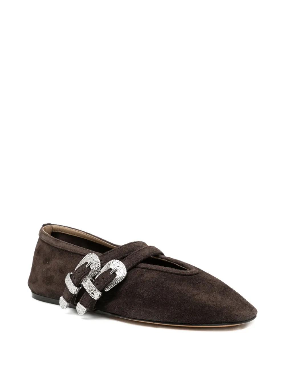 Le Monde Beryl Strap Buckle Ballet Flats In Brown