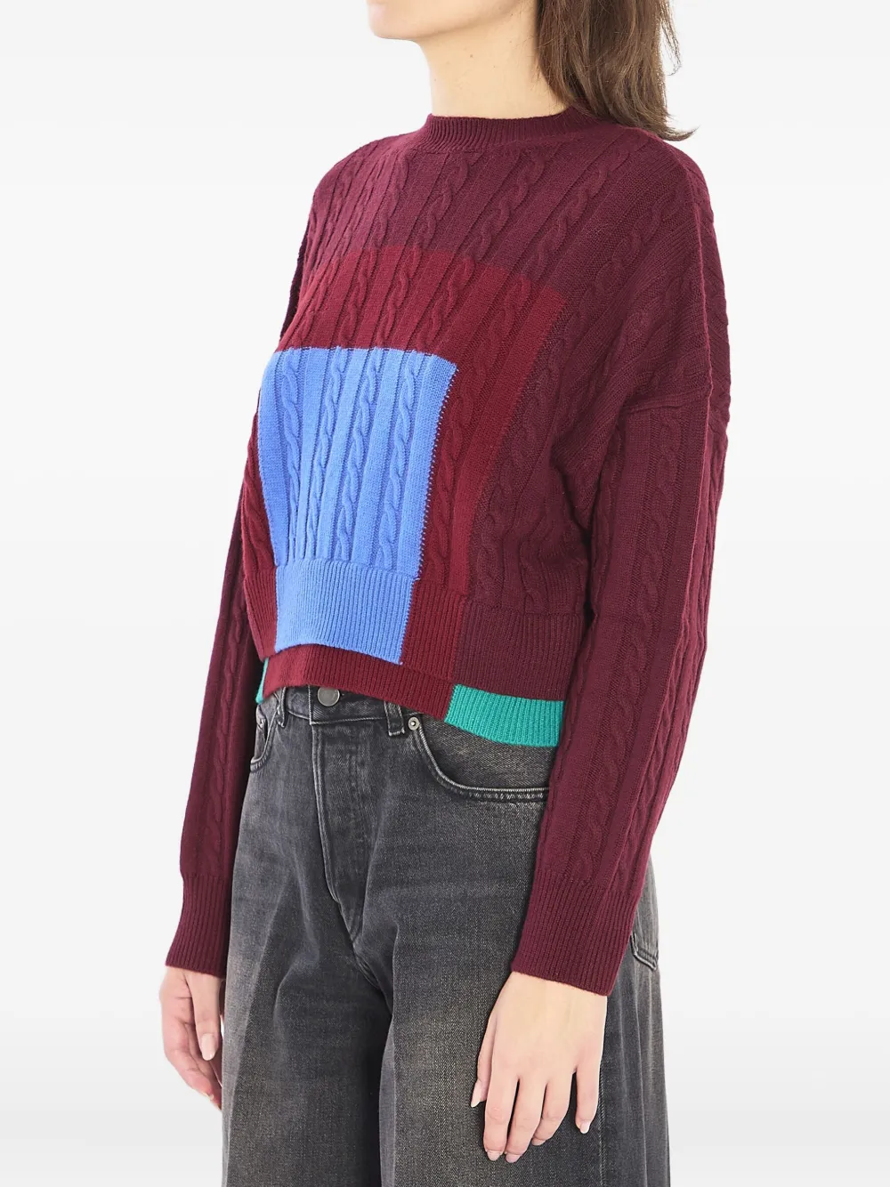 Loewe X Albers Double-layer Hem Sweater In Red