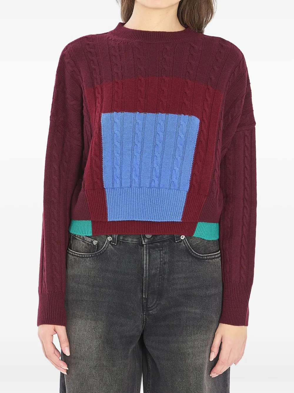 Loewe X Albers Double-layer Hem Sweater In Red