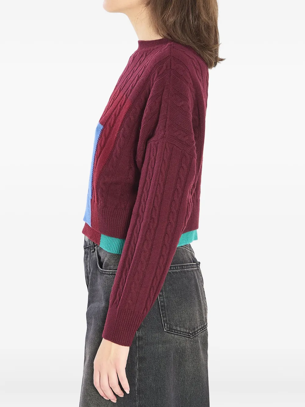 Loewe X Albers Double-layer Hem Sweater In Red