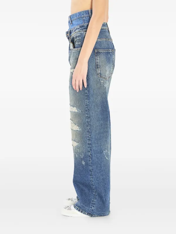 Dolce & Gabbana double-waist Distressed Jeans | Blue | FARFETCH