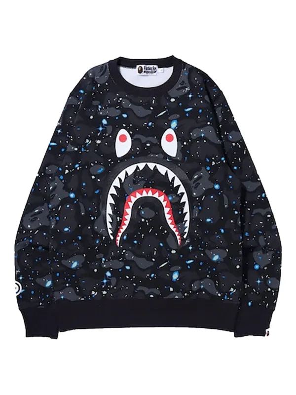 A BATHING APE® Space Camo Shark Crewneck Black
