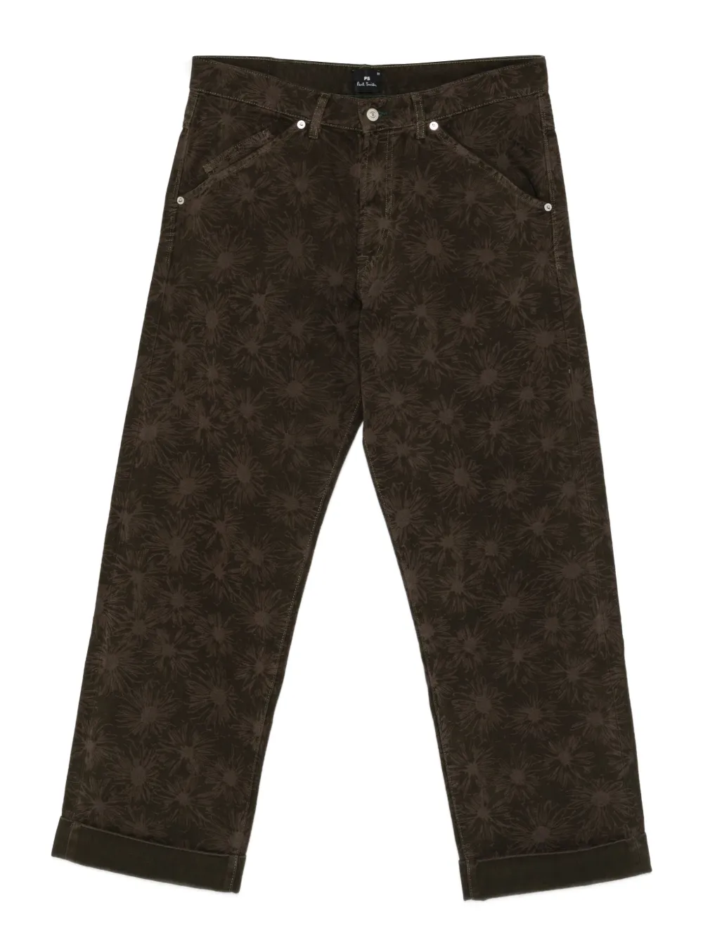 PS Paul Smith floral-pattern trousers | Brown | Image 1