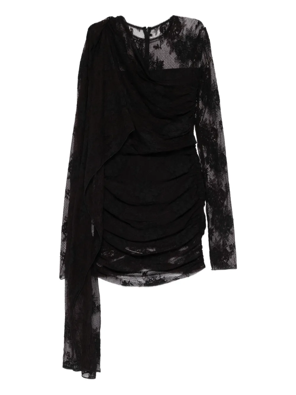 THE ANDAMANE Xenia lace draped mini dress - Nero