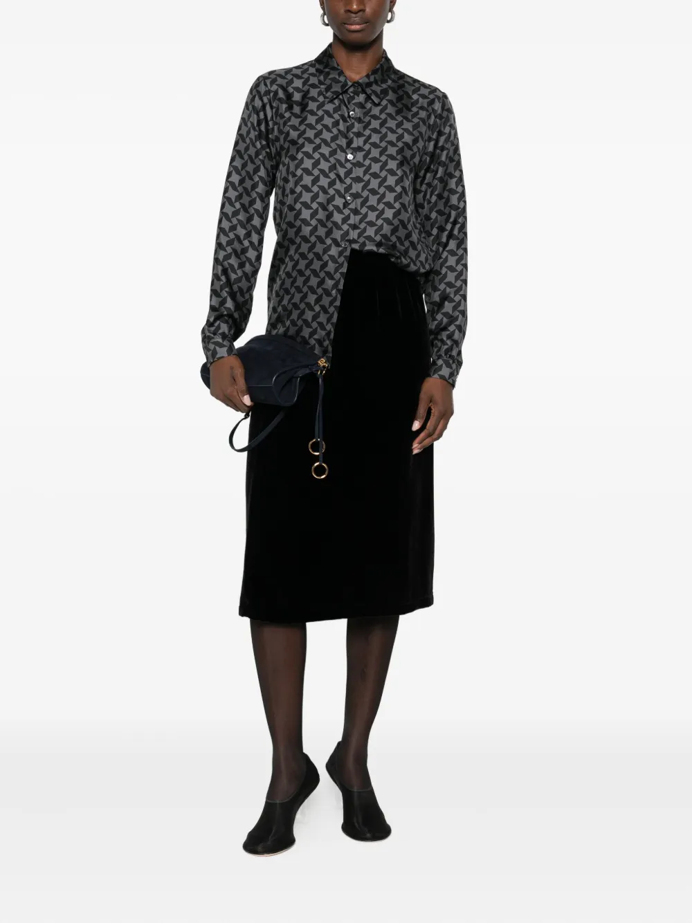 LAURA-URBINATI geometric-print shirt - Grijs