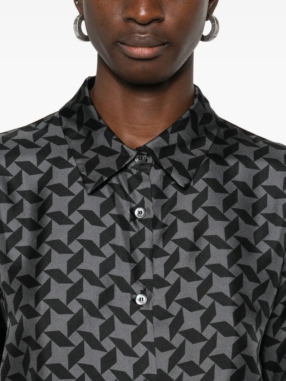 Laura Urbinati Geometric-print Shirt In Gray