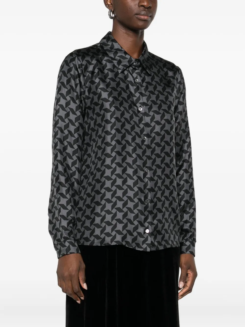 Laura Urbinati Geometric-print Shirt In Gray
