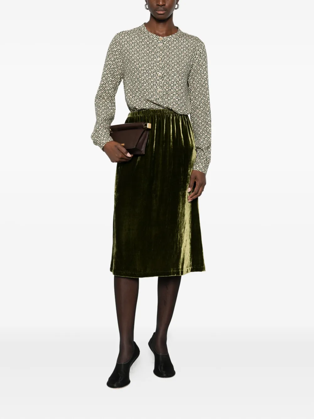 LAURA-URBINATI geometric-print long-sleeve blouse - Groen