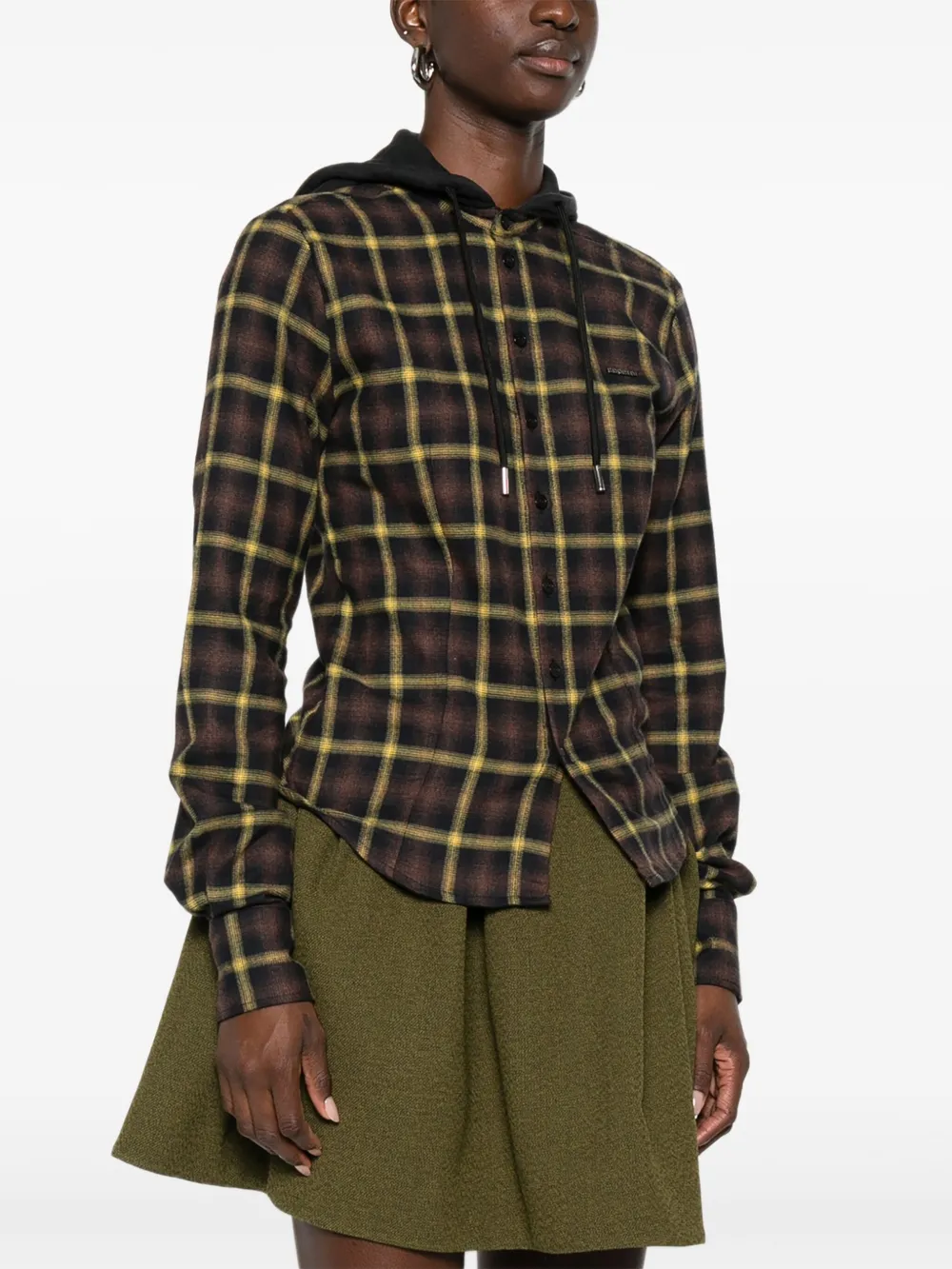 Coperni Geruit shirt met capuchon Bruin