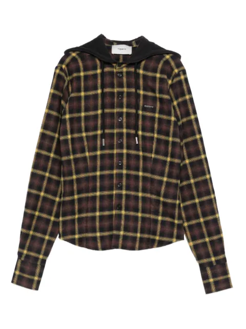 Coperni check-print hooded shirt
