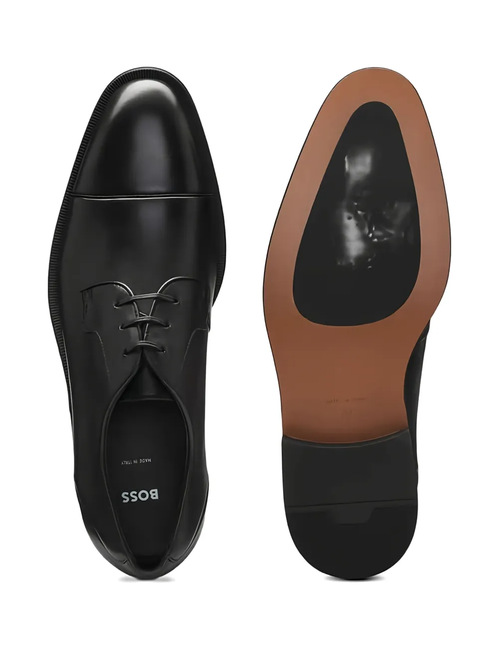 BOSS Derby schoenen met bewerkte neus Zwart