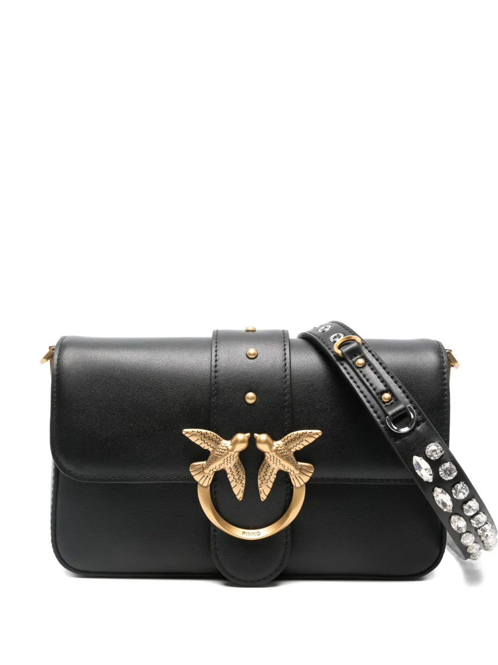 Pinko Love One Mini Slouchy Fl Pelle In Black