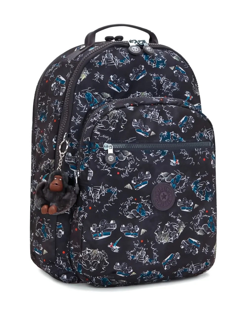 Kipling zip patterned backpack - Blauw