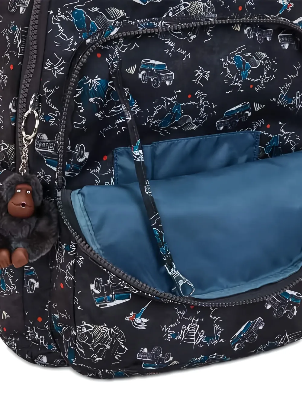 Kipling Zip Patterned Backpack In Blue