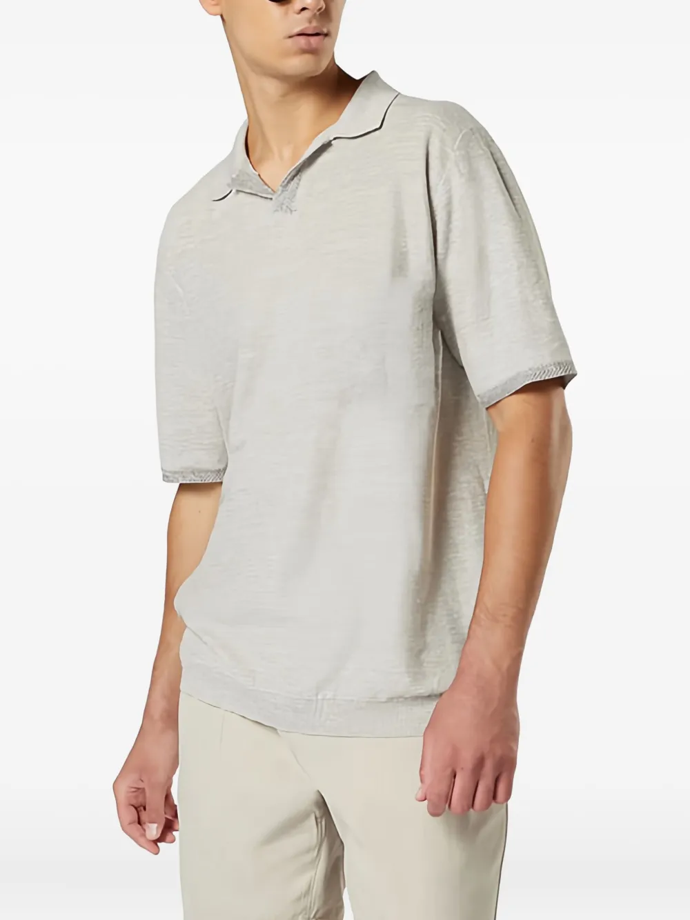 Sease Gebreid T-shirt met polokraag - Grijs