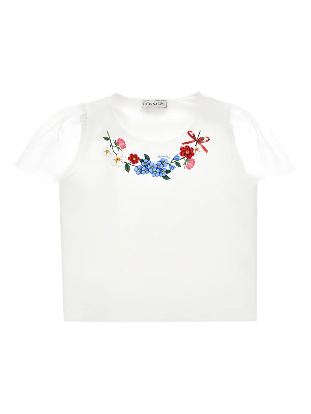Monnalisa playera con bordado floral | blanco | Image 1