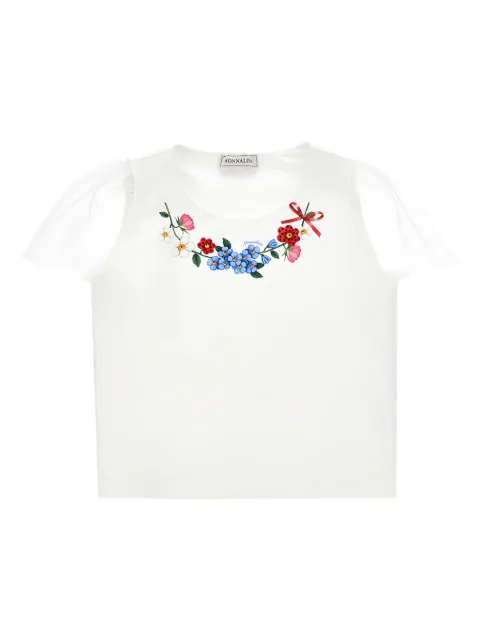 Monnalisa 플로럴 자수 티셔츠
