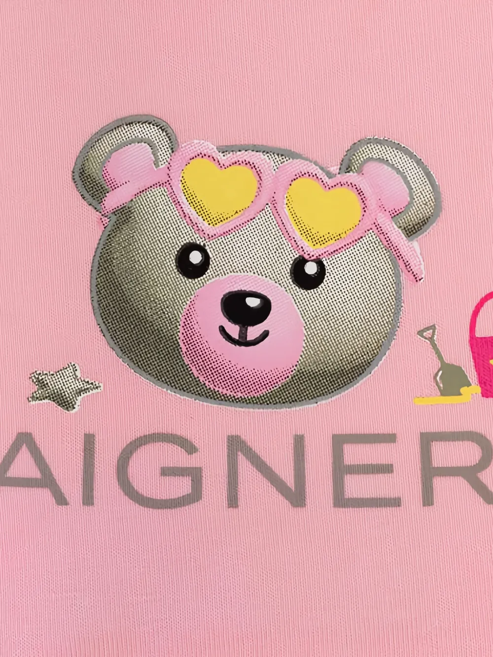 Aigner Kids Slabbetje met grafische beerprint - Roze
