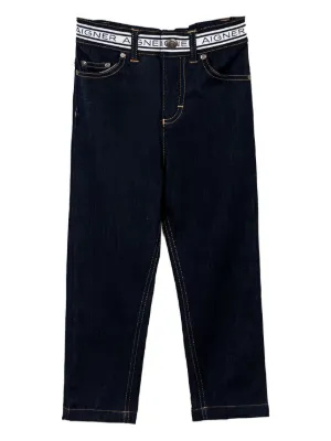 Moncler Enfant embroidered-logo Jeans | Blue | FARFETCH